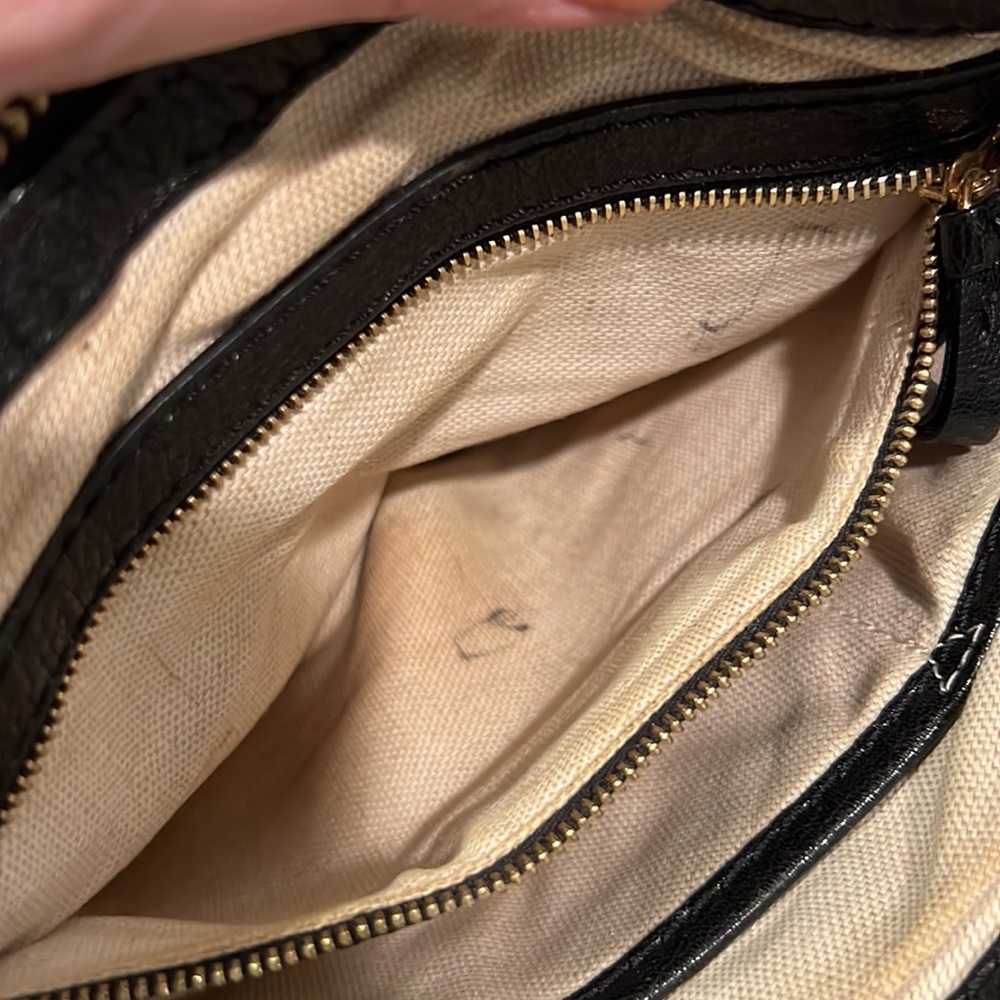Michael Kors vintage black leather shoulder bag with “m” logo print. Well worn. - Picture 7 of 11